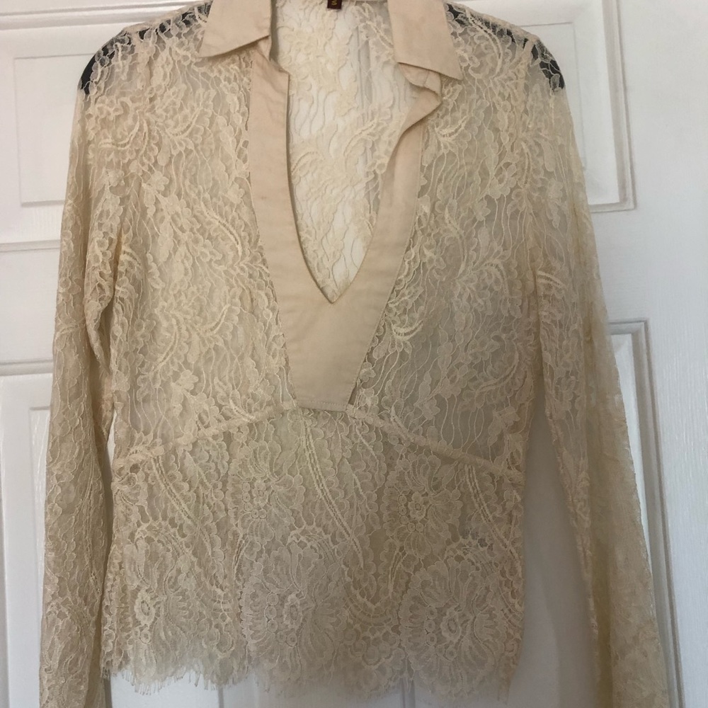 7 for all mankind ivory lace top